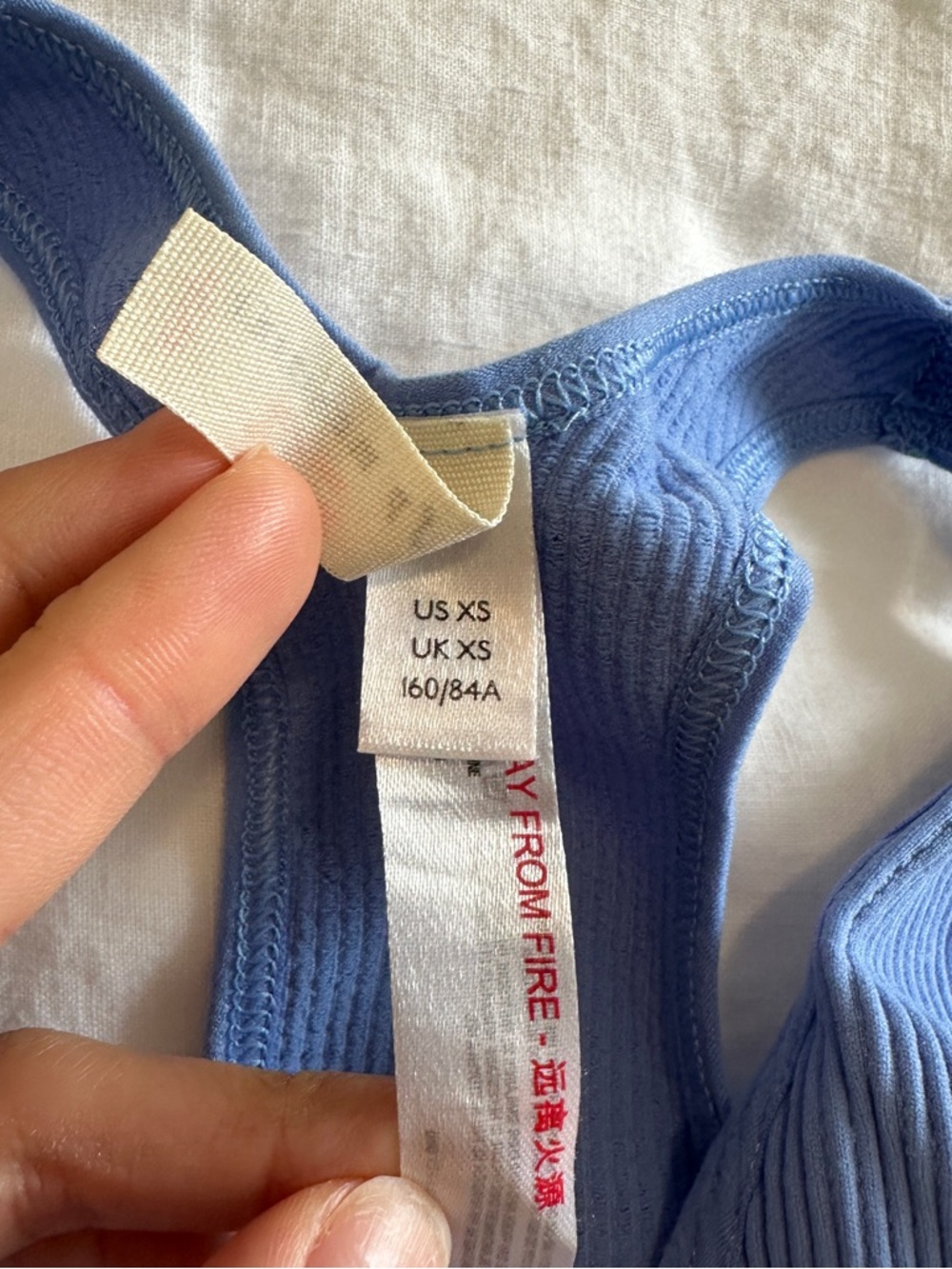 Free People Ribbed Racerback Crop Top in Blue - Picture 3 of 3